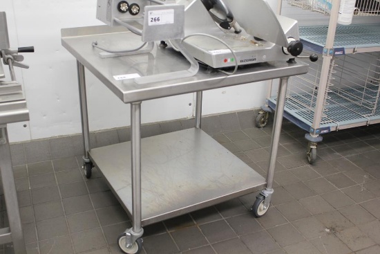 36IN X 36IN STAINLESS STEEL TABLE ON CASTERS