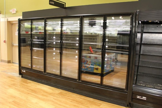 2014 HILL PHOENIX ORB12 GLASS DOOR BEVERAGE CASE REMOTE COOLED NO COMPRESSOR (1-12)