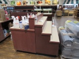 5FT COUNTER W/STORAGE, 5FT STEP SHELVING - ONE LOT