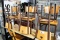 METAL FRAME WOOD SEAT CAFE CHAIRS