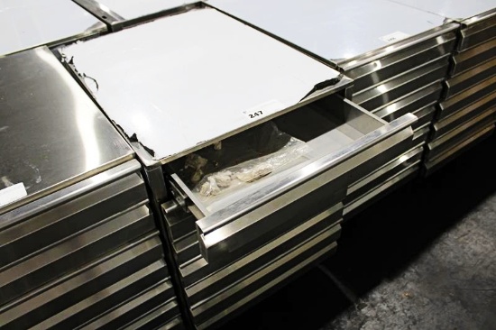 NEW PREPRITE PAD7 23IN. STAINLESS STEEL 7-DRAWER AMBIENT CABINET ON CASTERS