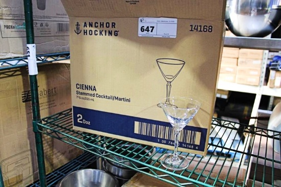 NEW BOX ANCHOR HOCKING 7-1/4OZ. COCKTAIL MARTINI GLASSES (2DZ)