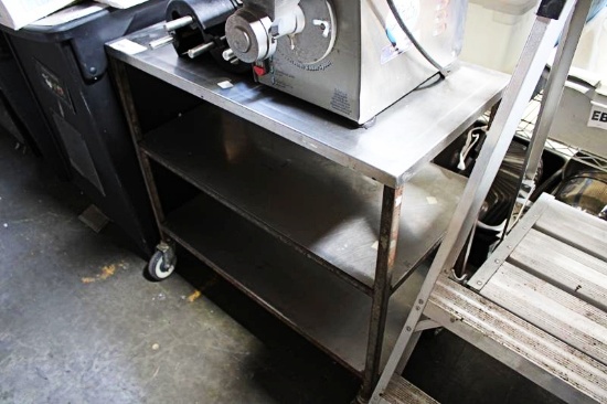 3FT 3-DECK STAINLESS STEEL TABLE ON CASTERS