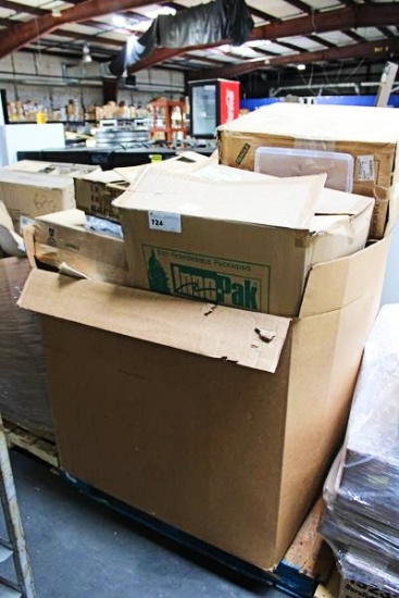 1 LOT - LARGE BOX OF NEW ASSORTED SMALLWARES INCLUDING CHAMPAGNE FLUTES, LIDS, PLATES, CONTAINERS, E