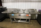 9FT STAINLESS STEEL 3-COMPARTMENT SINK