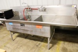 105IN STAINLESS STEEL 3-COMPARTMENT SINK