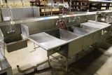 10FT STAINLESS STEEL 3-COMPARTMENT SINK W/ HAND SINK