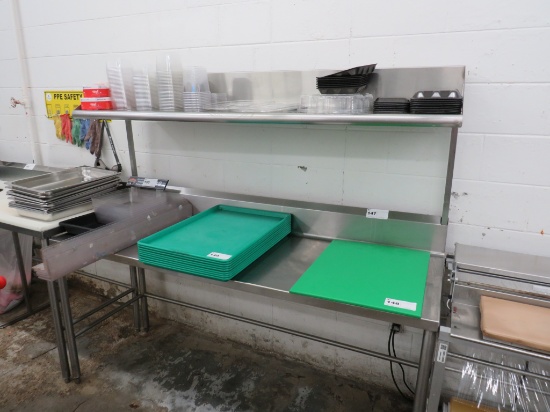 6ft S/Steel Table With Overshelf 24in Deep