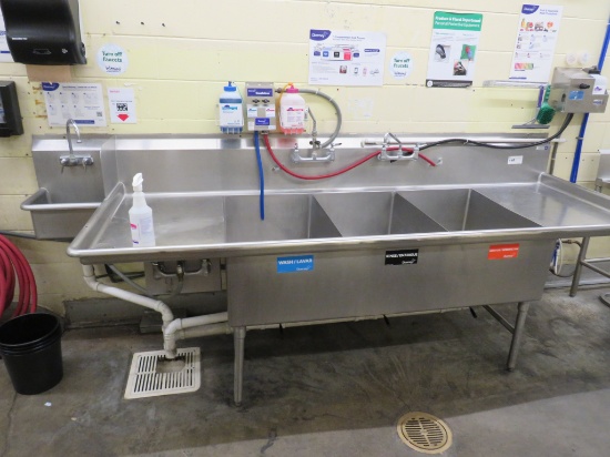 105-Inch 3-Compartment Sink W/Hand Sink