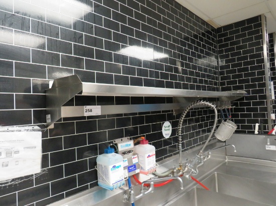 8ft S/Steel Wall Shelf With Pot Rack