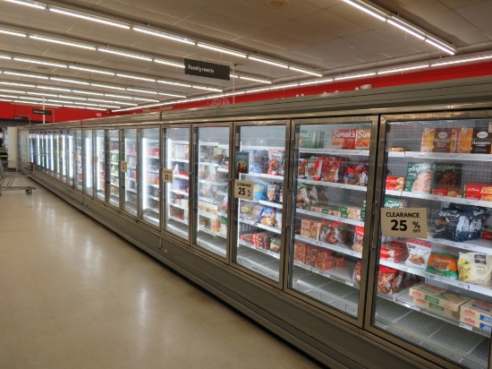 KYSOR LV5H1 FREEZER DOOR CASES '93 - SOLD BY THE DOOR - REMOTE COOLED, NO COMPRESSOR