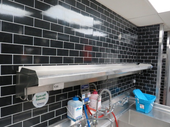 8ft S/Steel Wall Shelf W/Pot Rack
