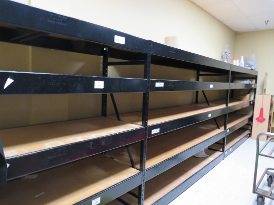 6FT TALL STOCK ROOM SHELVING - 24IN DEEP, 4FT, 8FT BEAMS - SOLD BY THE OPENING