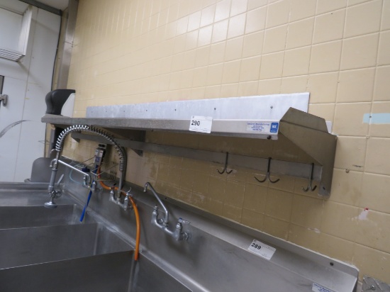8FT S/STEEL WALL SHELF WITH POT RACK
