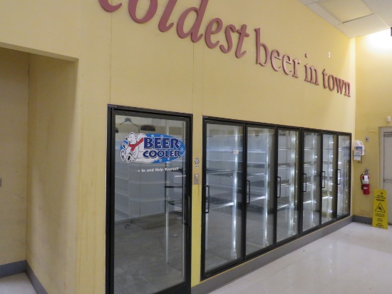 11FT X 21FT WALK-IN BEER COOLER W/6 GLSS DOORS - NO COMPRESSOR