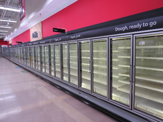 KYSOR DX6LD GLASS-DOOR DAIRY CASES 2011 (1-8FT, 5-12FT) - REMOTE COOLED, NO COMPRESSOR