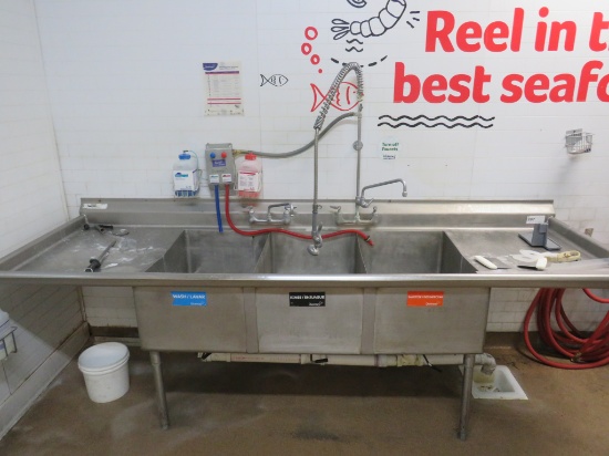 112-INCH 3-COMPARTMENT SINK