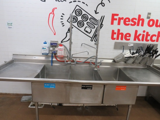 112-INCH 3-COMPARTMENT SINK