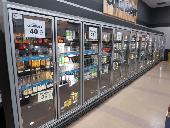 KYSOR DX7UD GLASS-DOOR BEER CASES 2012 (3-12FT) - REMOTE COOLED, NO COMPRESSOR
