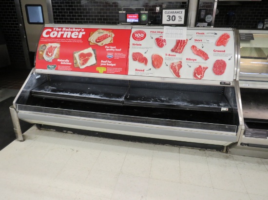 8FT BARKER PTD GRAVITY-COIL SERVICE MEAT CASE '07 - REMOTE COOLED, NO COMPRESSOR