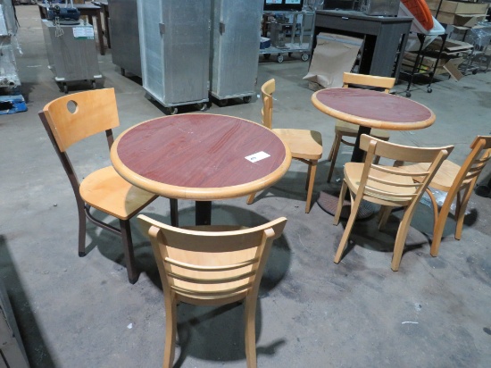 (2) 30-INCH TABLES, (6) CHAIRS - ONE LOT