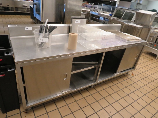 8FT S/STEEL CABINET WITH SLIDING DOORS - 30IN DEEP