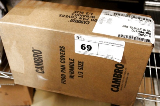 NEW BOX CAMBRO 1/3 SIZE AMBER FOOD PAND COVERS (6 EACH)