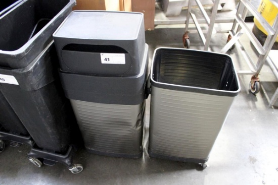 1 LOT - (2)TRASH CANS - MISSING 1 LID