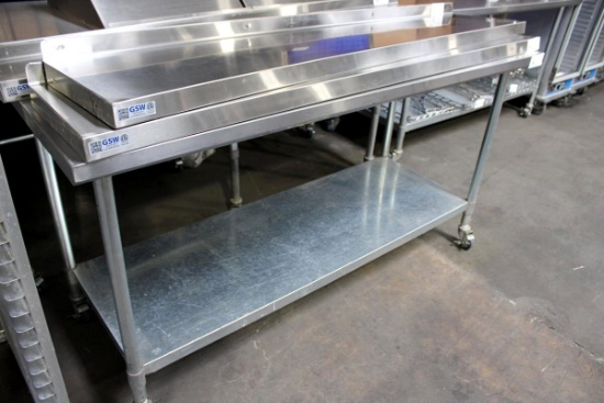 6FT STAINLESS STEEL TABLE ON CASTERS
