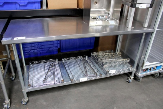 6FT STAINLESS STEEL TABLE ON CASTERS