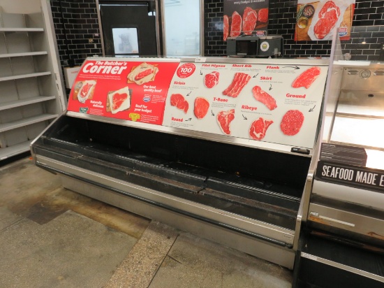 8FT BARKER PTD GRAVITY-COIL SERVICE MEAT CASE 2011 - REMOTE COOLED, NO COMPRESSOR