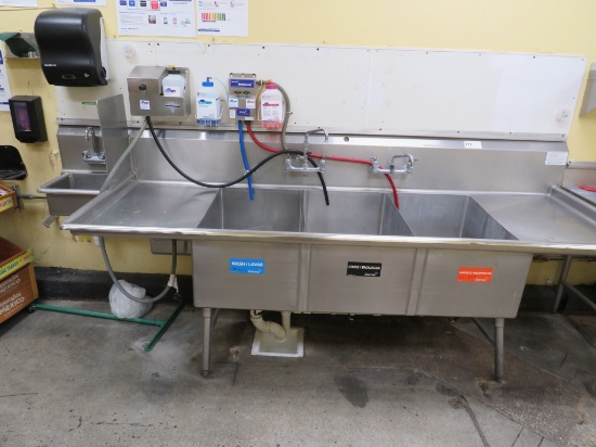 103-INCH 3-COMPARTMENT SINK WITH HAND SINK