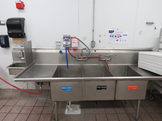 103-INCH 3-COMPARTMENT SINK WITH HAND SINK