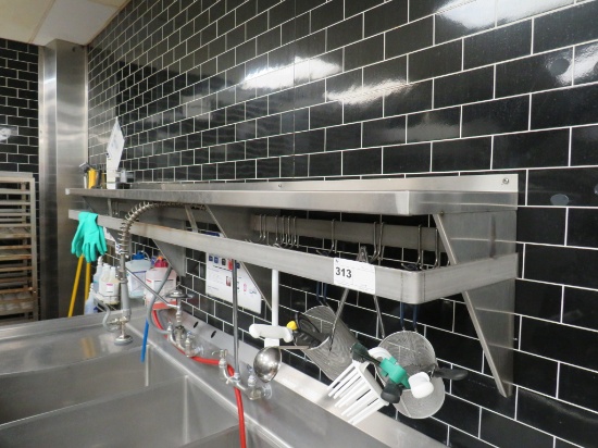 8FT S/STEEL WALL SHELF W/POT RACK