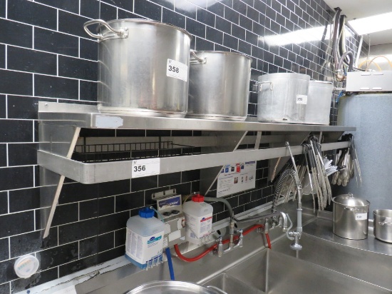 8FT S/STEEL WALL SHELF W/POT RACK