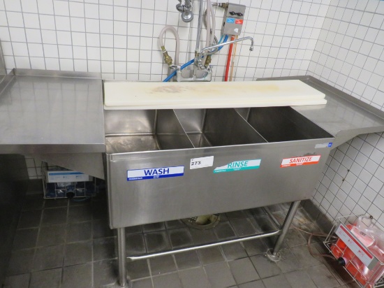42-INCH 3-COMPARTMENT SINK WITH DRAIN BOARDS