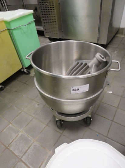 HOBART 80-QUART S/STEEL BOWL W/PADDLE, DOLLY