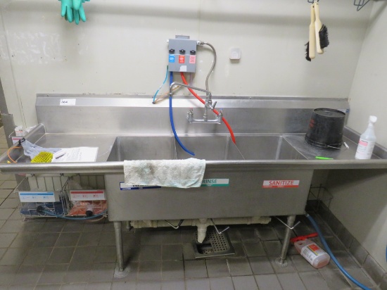 91-INCH 3-COMPARTMENT SINK