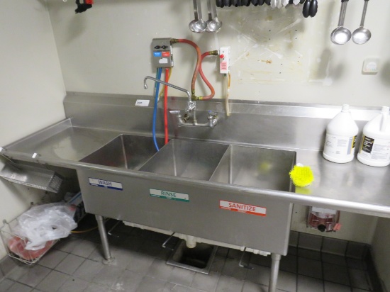 91-INCH 3-COMPARTMENT SINK