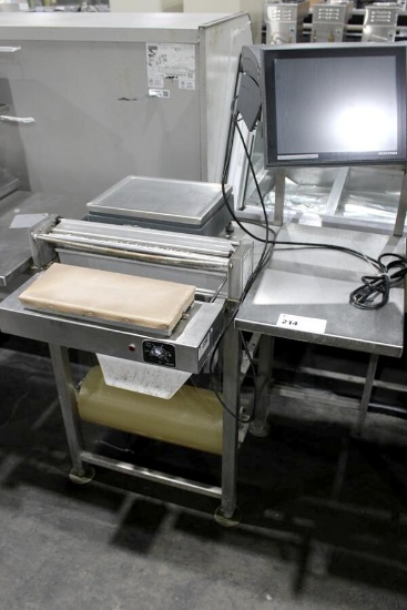 HEATSEAL HOT WRAP STEP-SAVER W/ BIZERBA KHII100 PRINTER(MISSING SIDE COVER PANEL) & TYP18A SCALE
