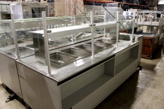 8FT HILL PHOENIX/BARKER 5-WELL HOT FOOD BAR W/ SNEEZE GUARD
