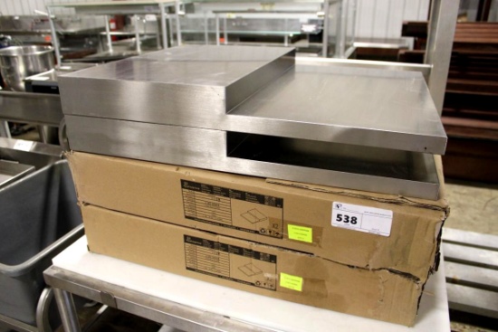 NEW SJ DISPLAY GROUP STAINLESS STEEL 24X30 DELI RISERS (2 EACH)