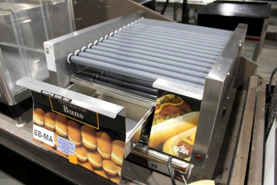 NEW FLOOR MODEL DISPLAY STAR 8A-45SCBD-120V 24IN HOT DOG ROLLER GRILL W/ BUN DRAWER