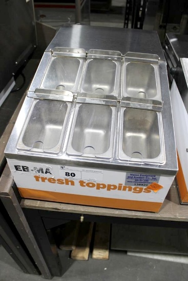 CHILL ALL 6-COMPARTMENT COUNTERTOP CONDIMENT COOLER TOPPING RAIL