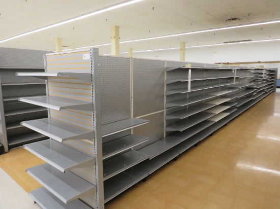 LOZIER GONDOLA SHELVING 72IN TALL 13/13, 19/19 - 56FT W/3FT END CAPS - SOLD BY THE FOOT