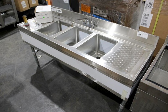 New Scratch & Dent 5ft Advance Tabco Crb-53c Stainless Steel 3-Compartment Underbar Sink