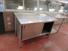 4FT STAINLESS CABINET WITH SLIDING DOORS - 30IN DEEP