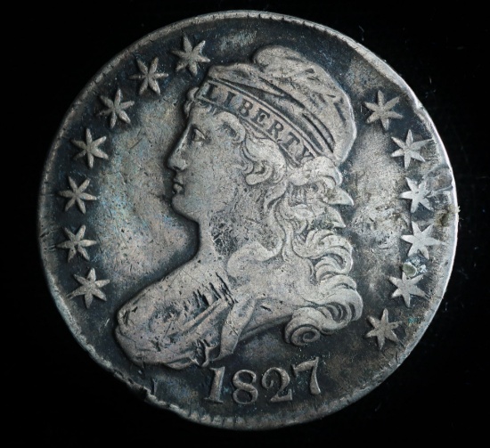 1827 SILVER BUST HALF DOLLAR COIN