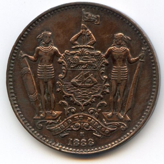 British North Borneo 1888-H 1 cent cleaned XF