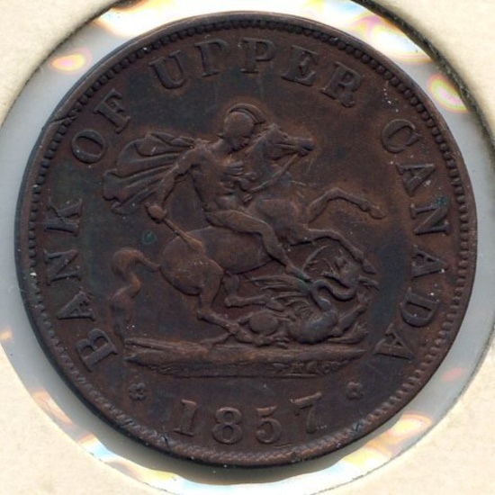 Canada 1857 1/2 penny bank token XF